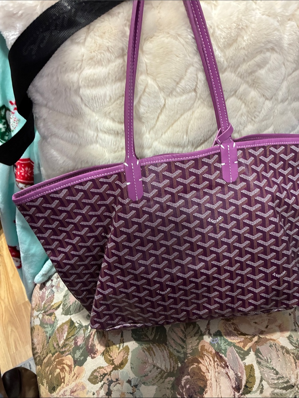 Source Unknown Purple Patterned Tote Bag - Picture 3 of 3